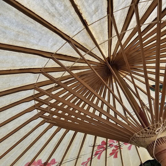 Vintage Collectible Asian Rice Paper Umbrella Umbrella Amazing Design And Art! - Picture 12 of 16